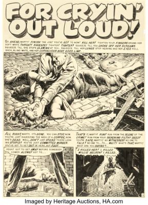 Reed Crandall Shock SuspenStories #15 "For Cryin’ Out Loud!" Complete 6-Page Story Original Art (EC, 1954). (Total: 6 Original Art) | Heritage