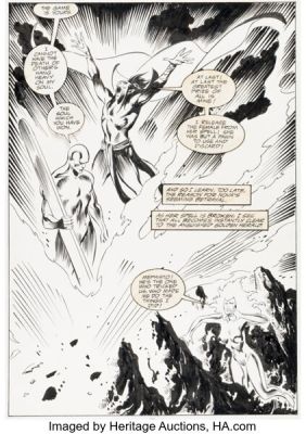 John Buscema and Vince Mielcarek Marvel Graphic Novel #38 Silver Surfer: Judgment Day Mephisto Splash Page 46 Original Art (Marvel, 1988).