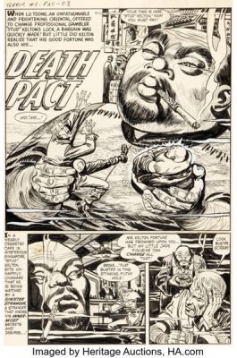 Rudy Palais Tomb of Terror #3 "Death Pact" Complete 5-Page Story Original Art (Harvey, 1952). (Total: 5 Original Art)