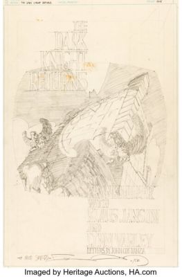 Frank Miller Batman: The Dark Knight Returns Unused Title Splash Page Pencils Original Art (DC, 1986). | Heritage
