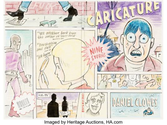 Daniel Clowes Caricature Wraparound Cover Preliminary Original Art (Fatnagraphics, 2002). | Heritage