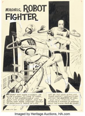 Russ Manning Magnus, Robot Fighter #1 Magnus First Appearance Splash Page 1 Original Art (Western/Gold Key, 1963). | Heritage