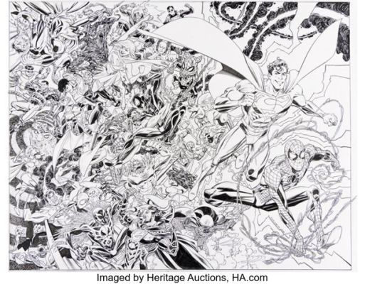 Scott Koblish DC / Marvel: Superman / Spider-Man #1 Wraparound Variant Cover Original Art (DC, 2026).