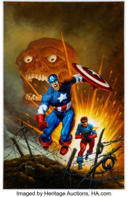 Joe Jusko Captain America #8 Variant Cover Painting Original Art (Marvel, 2005).