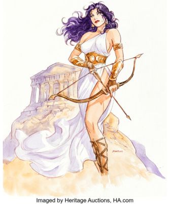 Enrico Marini Diana of Themyscira, The Warrior Amazon Illustration Original Art (Museumsnacht Basel, 2026). | Heritage