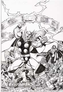George Perez Godwheel #3 COVER Mighty Thor original art 1995 | AB Comic Art