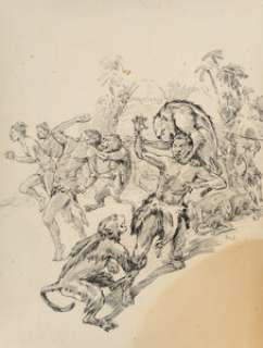James Allen St. John (American, 1872-1957). The Baboons, The Son of Tarzan interior book illustration, 1... | Heritage