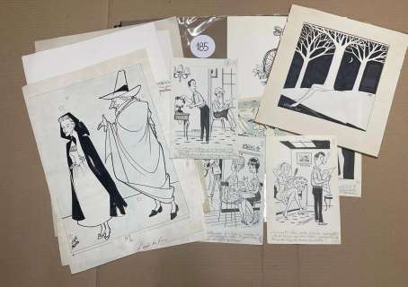 Lot de 13 dessins de presse - Henry FOURNIER (1876-1954). « Ca te… | misc / divers