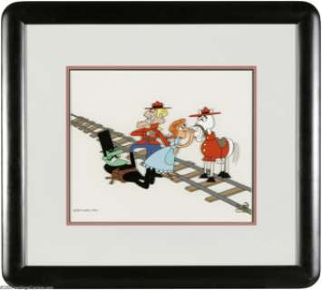 Snidely Whiplash, Dudley Do-Right, Nell, and Horse Hand-Painted Scene Cel (Jay Ward Productions, 1990). This -