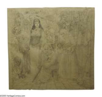 Johnny Craig - "Group Portrait" EC Horror Host Pencil Preliminary Illustration Original Art (1991). - | Heritage