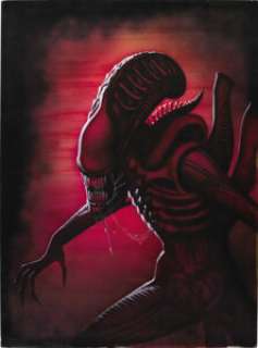 Denis Beauvais - Aliens Illustration Original Art (1990). The Alien, a killing machine whose physical excellence -