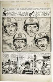 Joe Kubert - All-American Men of War #39, Splash Page 1 Original Art (DC, 1956).  Bill Finger wrote "The Four -