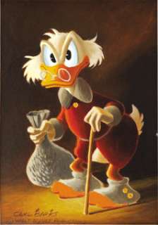 Carl Barks - Uncle Scrooge Painting Original Art (undated). Uncle Scrooge looks as miserly as ever in this - | Heritage