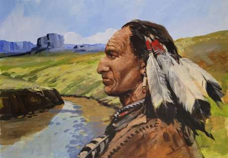 Faure, Michel - 1 Original colour drawing - Camargue Rouge - Chef indien | Catawiki