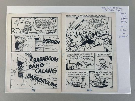 Lot 43 - 2 planches de Maurice Tillieux pour le mi-récit "La Vieille Tige" aux…