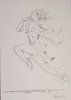 Al Séverin - 1 Original drawing - Femme dans le vent - 1995 | Catawiki