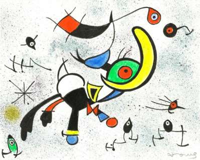 Tony Fernandez - Donald Duck Inspired By Joan Miro’s "Derriere le miroir N º 193-194" - Original Painting | Catawiki