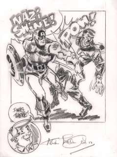 Allen Bellman - Captain America Punches ‘‘Nazi Swine!‘‘ Adolf Hitler - Signed