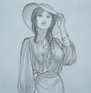 Paturaud, Laurent - 1 Original preliminary drawing - Lady transparency with a hat - 2018 | Catawiki