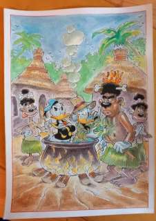 Alessandro Gottardo - 1 Watercolour - Uncle Scrooge - "Cannibali e diamanti" - 2021 | Catawiki