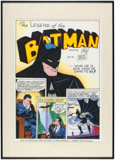 â€œTHE LEGEND OF THE BATMANâ€ SHELDON â€œSHELLYâ€ MOLDOFF LARGE FRAMED ORIGINAL ART. | Hake’s
