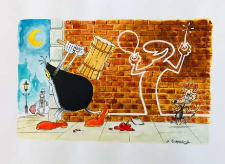 Sommacal, Giorgio - 1 Original colour drawing - Cattivik e La Linea | Catawiki