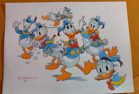Alessandro Gottardo - 1 Watercolour - Donald Duck - "Paperi di un certo fascino" - 2024 | Catawiki