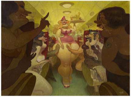 Dave Cooper - TUULIA AERLIINES, Stewardess Peinture réalisée en 2018 - Pillowy, the Art of Dave Cooper