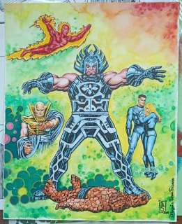 Jean Louis Sanglan - 1 Original colour drawing - Fantastic Four - 32x40 cm - 2011 | Catawiki