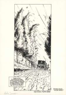 Martin Jamar - Planche originale n°47 accompagnée de ses deux mises en couleurs aux encres. Univers Dufaux - Fleurs de peau - Les voleurs d‘Empire