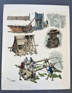 Funcken, Fred & Liliane - 1 Original colour drawing - L’Uniforme et les armes - Techniques de guerre - 1969 | Catawiki