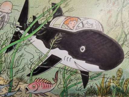 Wasterlain, Marc - 1 Original drawing - Tintin - Chadwick & Léopold sous-marin - Hommage à Hergé - 2017 | Catawiki