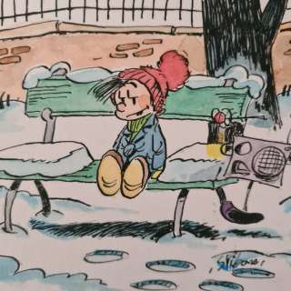 Stibane - 1 Original colour drawing - Le petit Noël et l’elaouin | Catawiki