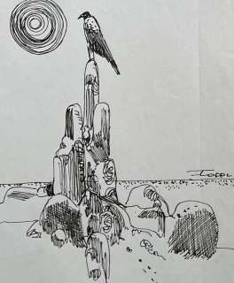 Toppi, Sergio - 1 Original drawing - Bird on Rock | Catawiki