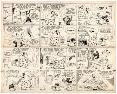 BILLY DeBECKâ€ BARNEY GOOGLEâ€ WITH SNUFFY SMITH AND FAMILY 1935 SUNDAY PAGE ORIGINAL ART. | Hake’s