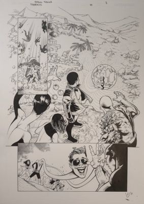 Sergio Dávila (Blue Lines) + Vicente Cifuentes (Inker) - 1 Original page - The Terrifics - The Terrifics #24, Page 2 | Catawiki