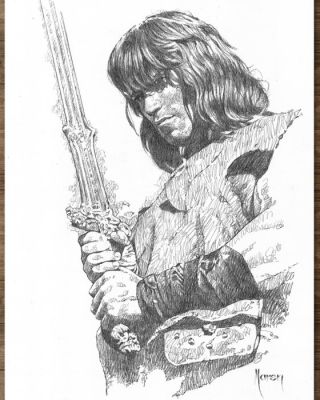 Maren Crayon original - Conan Tribute (Schwarzenegger) – Hand Signed | Catawiki