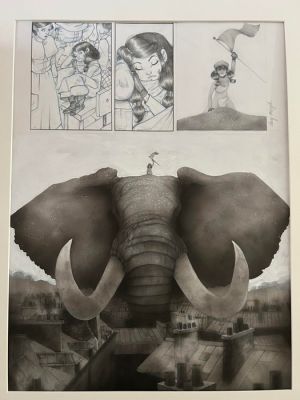 Mazel, Lucy - 1 Original colour page - Communardes! Les Eléphants Rouges | Catawiki