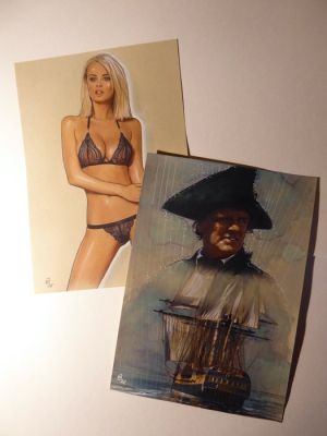 Le Hénanff, Fabrice - 2 Original colour drawing - Pin up+illustration Capitaine Bligh - 2025 | Catawiki