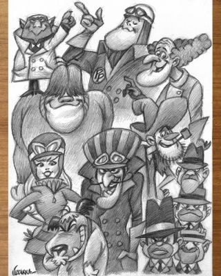 Joan Vizcarra Crayon Original - Wacky Races Family – Hand Signed Original Drawing | Catawiki