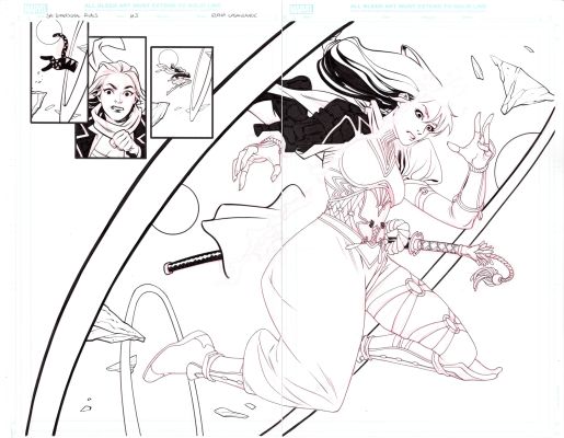 Continue Shopping | SAI DIMENSIONAL RIVALS #3 PAGES 2-3 DOUBLE PAGE SPLASH (ELENA CASAGRANDE ORIGINAL PAGE) | Scott’s Collectables