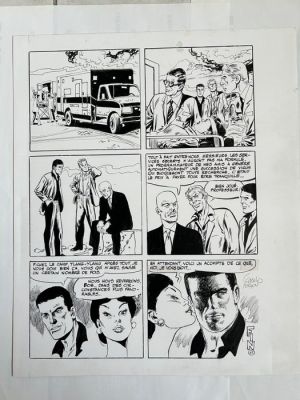 Forton, Gérald - 1 Original page + 1 Original drawing + 1 album - Bob Morane - Objectif Equus - 2005