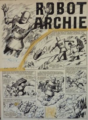 Kearon, Ted - 1 Original page - Archie de man van staal - Robot Archie And The Tiger Hunters - 1961