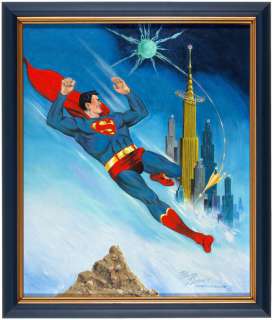 SUPERMAN FRAMED "THE LANDING FROM KRYPTON" ORIGINAL PAINTING BY WAYNE BORING. | Hake’s