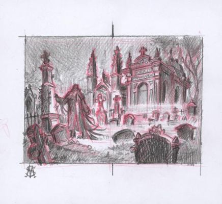 Stan Manoukian | Crayonné préparatoire de "Mon règne n’est pas terminé..." Illustration originale, Chapitre XXV - Frankenstein | Daniel Maghen