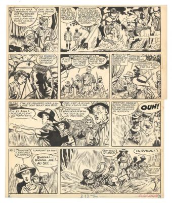 Victor Hubinon | Planche originale n°49, publiée dans Pilote n°264 - La Piste de l’Ivoire - Tiger Joe | Daniel Maghen