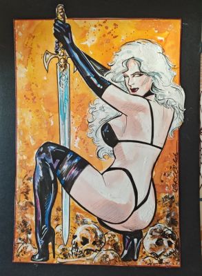 Vercelli, Gino - Original colour drawing - Lady Death | Catawiki