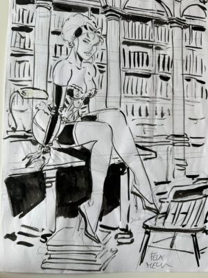 Meynet, Félix - 1 Original preliminary drawing - Mirabelle coquine en Bibliothèque - 2017 | Catawiki