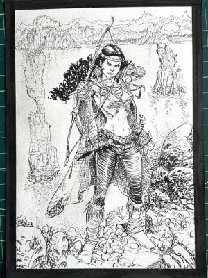 De Vita, Giulio - 1 Original drawing - Thorgal - Kriss de Valnor avec arc sur les falesies - 2026 | Catawiki