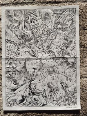 Comolo, Giorgio - 1 Original drawing - Galactus vs Thor | Catawiki